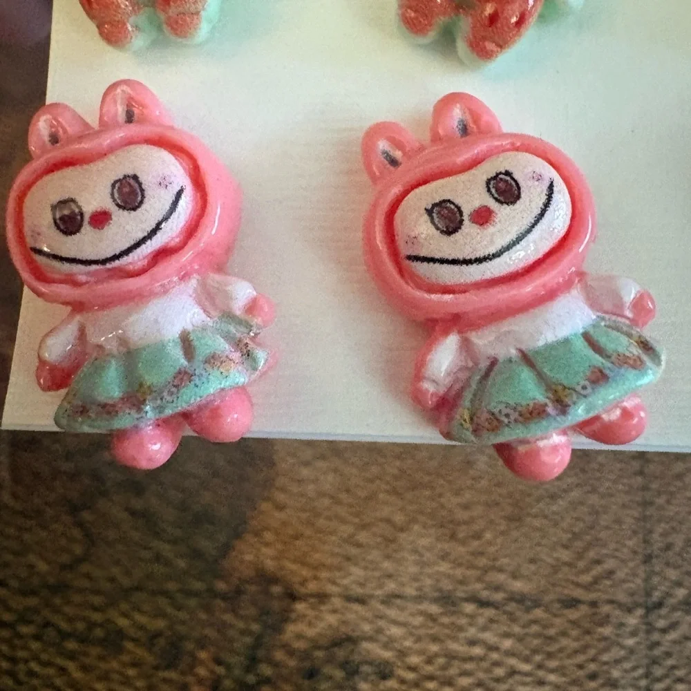 Cute Labubu Character Stud Earring Set